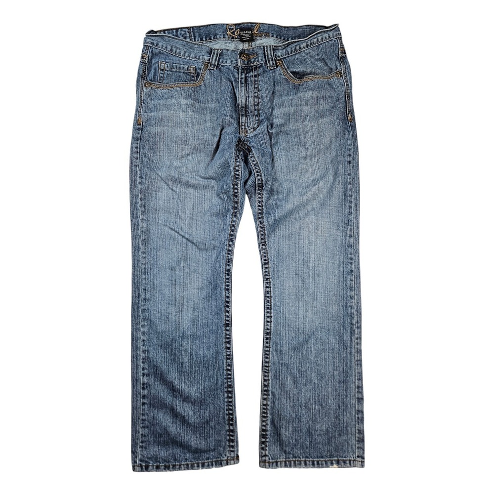 Y2K Thick Stitch Distressed Straight Leg Jeans Men 36x30 Light Blue